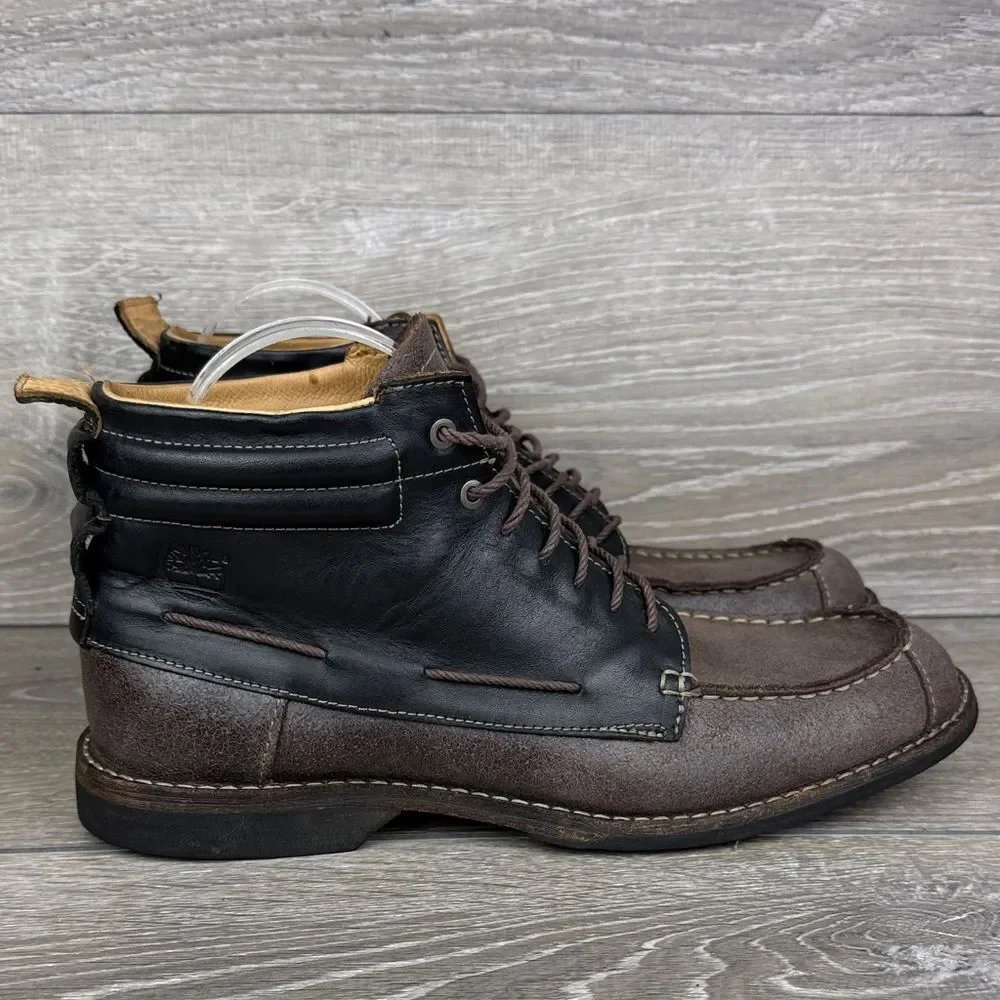 Timberland Earthkeepers 73173 Men's Sz 8.5M Black Brown Leather Mid Chukka Boots